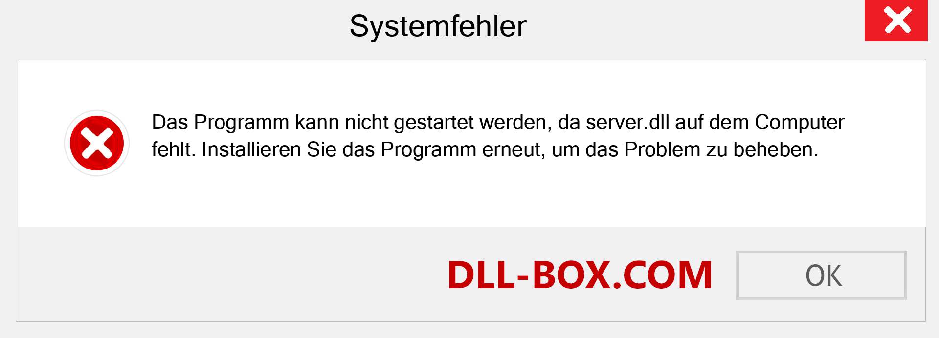 server.dll-Datei fehlt?. Download für Windows 7, 8, 10 - Fix server dll Missing Error unter Windows, Fotos, Bildern