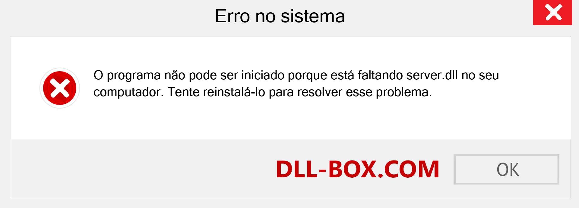 Arquivo server.dll ausente ?. Download para Windows 7, 8, 10 - Correção de erro ausente server dll no Windows, fotos, imagens