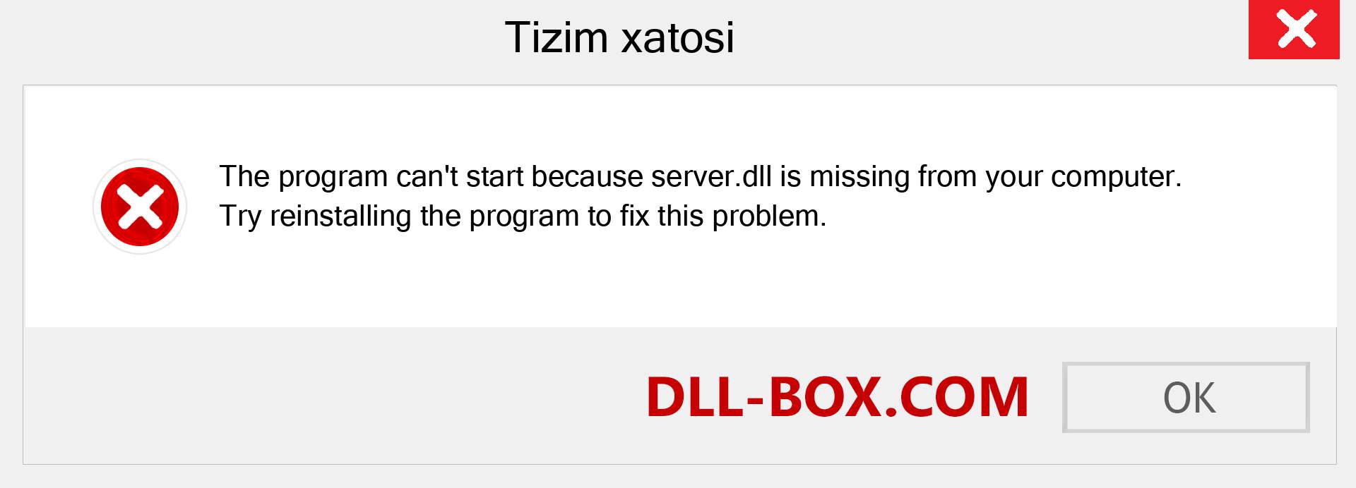 server.dll fayli yo'qolganmi?. Windows 7, 8, 10 uchun yuklab olish - Windowsda server dll etishmayotgan xatoni tuzating, rasmlar, rasmlar